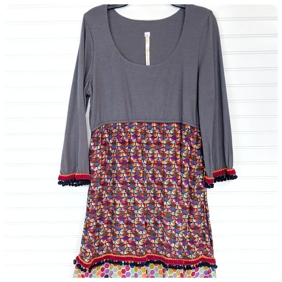 Uncle Frank boho midi dress w/ ball fringe - Picture 1 of 6